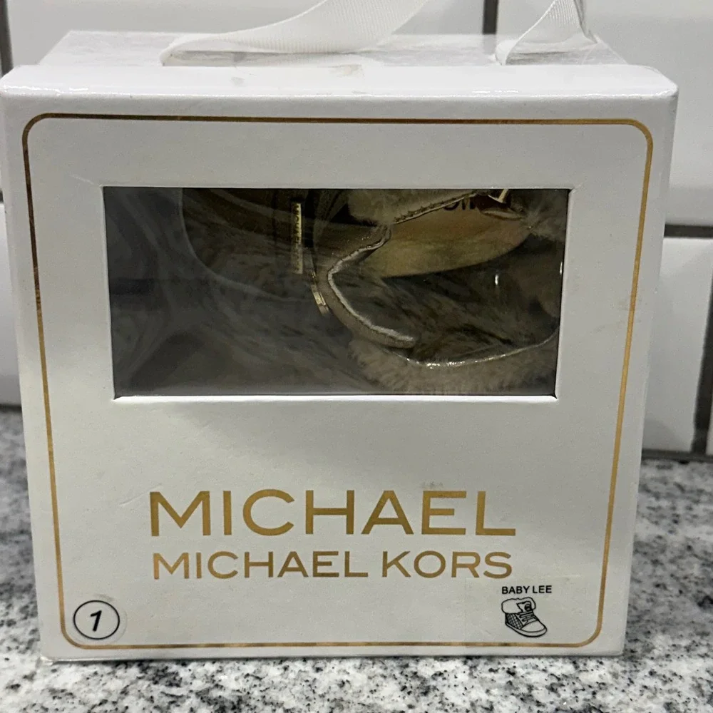 Michael Kors Infant 1 Baby Lee Sneakers Gold Faux Fur Quilted Metallic Glam